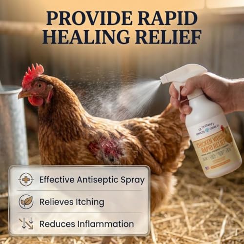 Dr. Orchard's Chicken Wound Spray for Chickens & Birds, Healing Aid and Skin Repair for Chicken Wounds, Pecking Injuries, Bumblefoot, Vent Prolapses, and More. 12 Ounces