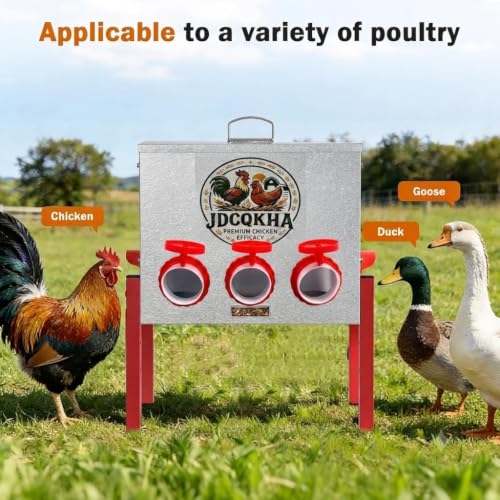 55LB Automatic Chicken Feeder,Large Metal Chicken Feeder with 8 Ports ,Adjustable Legs