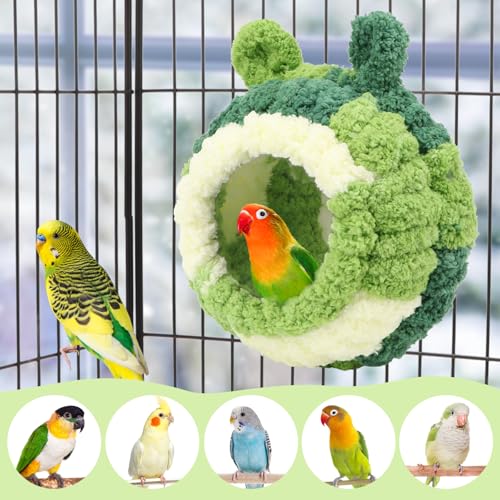 Wontee Bird Nest Bed Breeding House Winter Warm Snuggle Hut for Budgies Parakeets Cockatiels Lovebirds Canaries (Green) - color: Green