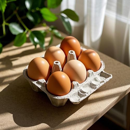 SOUJAP 50 Pack 6 Count Paper Pulp Egg Cartons, Half Dozen Egg Holder Cardboard Egg Cartons Storage Containers, 6 Egg Cartons Cheap Bulk for Storing up to 6 Small to Medium Chicken Eggs