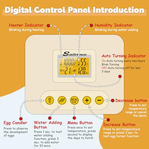 Incubator for Hatching 56 Eggs,Temperature Control & Auto Humidification | Stable Temperature & Humidity, Auto Egg Turning, Built-in Candler, View Window, Alert System for Lab School Farm