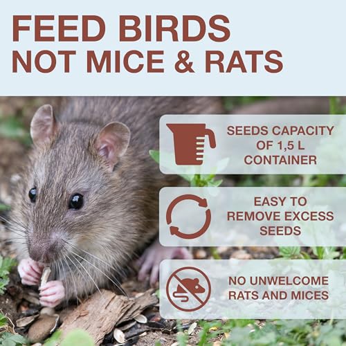 SWISSINNO Bird Feeders - No Mess Hanging Bird Feeder for Outdoors - Smart Birds Davos Spill Proof Wild Cardinal & Small Bird Feeder with Integrated Seed Catcher Tray - Dual Chamber - Light Blue - color: Light blue, style: Davos