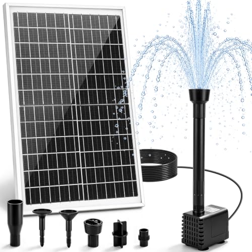 20W Solar Fountain Pump with Ground Stake, 16.4FT Cable for Garden | Upgraded DIY Solar Powered Water Fountain with 3 Adjustable Nozzles for Bird Bath, Pond & Outdoor Water Features - color: 20w Solar Fountain