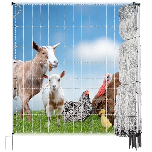 Premier 1 PoultryNet® Electric Fence for Chickens – 48"H x 164'L | White/black, step-in posts. Contains chickens, ducks & turkeys. Keeps out coyotes, foxes & dogs. Energizer sold separately.