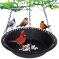 Hanging Bird Feeder Tray with Drainage Holes Fit Most Seed for Outside, Feeding Station (12 inch, Black) - color: Black, size: 12 inch