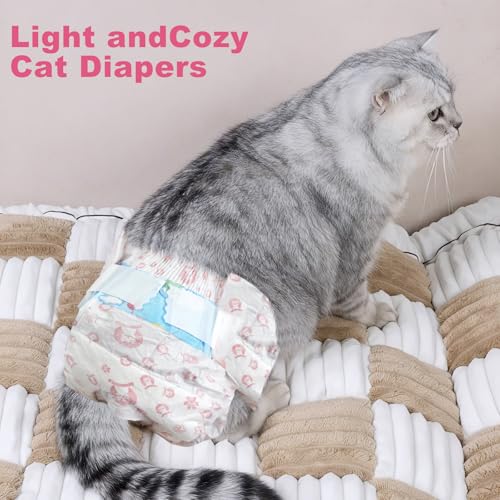 Disposable Cat Diapers, 40 Count – Perfect for Both Male and Female Cats, for Elderly, (S) Incontinent, or Post-Surgery Cats and Dog – Leak-Proof, Super Absorbent & Hypoallergenic Pet Diapers - size: S