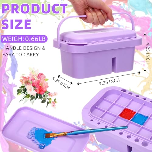 Teenyyou 4 Pcs Paint Brush Cleaner 3 in 1 Multifunction Paint Brush Basin Holder and Organizer with Brushes Holder Washer Trays Palette for Acrylic Watercolor Oil Painting