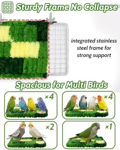 Warm Coral Fleece Bird Perch, Soft & Gentle for Sensitive Feet | Hanging Flat Resting Platform with Sturdy Frame, Secure Foot Grip, Spacious Perch for 1-2 Birds, Budgies & Cockatiels - size: 1Pcs