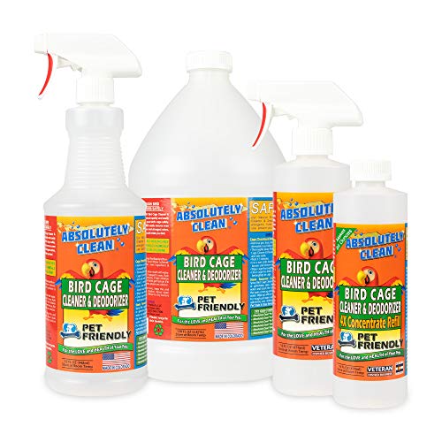 Absolutely Clean Amazing Bird Cage Cleaner and Deodorizer - Just Spray/Wipe - Safely & Easily Removes Bird Messes Quickly and Easily - Made in The US - Fragrance Free - 128oz Gallon - style: 1 Gallon (Pack of 1)