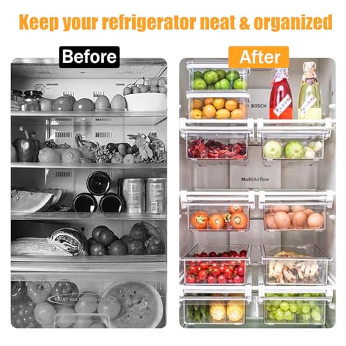 URALFA Fridge Drawer Organizer 2 Pack, Fridge Organizers and Storage | Deli Drawer for Refrigerator, Pull Out Fridge Under Shelf Drawer, Refrigerator Storage Containers for Fruit, Egg, Yogurt - color: 2 Pack Drawer