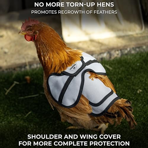 COOPED UP Canvas Chicken Saddle for Medium-Large Hens with Larger Wing Cover and Adjustable Straps - Gray - color: Gray