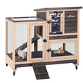 GUTINNEEN Rabbit Hutch Wooden Rabbit Cage on Wheels 2 Story Guinea Pig Cage with Urine Guards,Pull Out Tray(Coffee Color) - color: Coffee Color