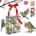 Bird Nesting Material Holder, Pet Fur Holder for Bird Nests, with Jute Fiber & Red Ribbon to Attract Wild Birds, Reusable Bird Nesting Holder for Nest Building