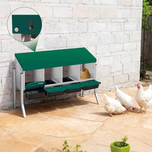 Chicken Nesting Boxes with Cleanable Pull-Out Trays, 4-Hole Wall Mount Roll Away Nest for Easy Cleaning & Egg Collection - size: 4 holes with legs