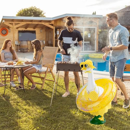 Hawaiian Goose Outfit Summer Porch Goose Outfits Bikini Clothes for 23" 17" Cement Plastic Goose Cute Duck Costume for Outdoor Garden Yard Decor(6PCS) - style: Hawaiian