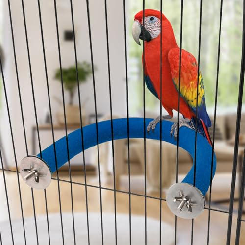Rypet U-Shaped Large Parrot Perch, Quartz Bird Perch for Cage(Blue XL) | Safe Chew & Rest Perch for Large Birds, Durable Non-Toxic Cage Accessory, for Parakeets Cockatiels Conures Macaws - color: Blue, size: X-Large