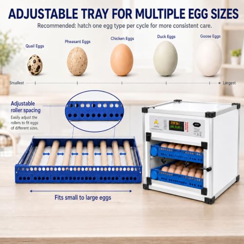 136 Egg Cabinet Incubator with Automatic Turner, Digital Temperature & Humidity Control, External Water Refill System, LED Display Hatching Machine for Chicken Duck Goose Quail & Pigeon Eggs