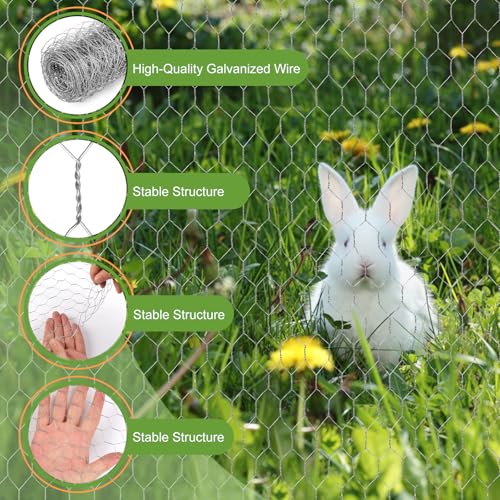 Chicken Wire Mesh,13.7"×169" Poultry Wire Netting,1" Hole Size Hexagonal Galvanized Chicken Wire Mesh Fencing,Outdoor Anti-Rust Garden Animal Barrier Fence for Chicken Coop Barrier Rabbit Cage