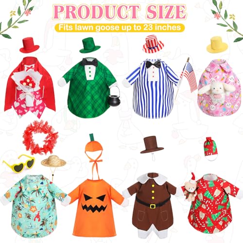 8 Set Boy Style Porch Goose Outfit 23inch, Seasonal Bundle | For Lawn Yard Decor, Seasonal Themes Include Fall Halloween Thanksgiving Christmas Valentines Easter Summer, Dress Hat Set - size: 23Inch, style: Boy Style