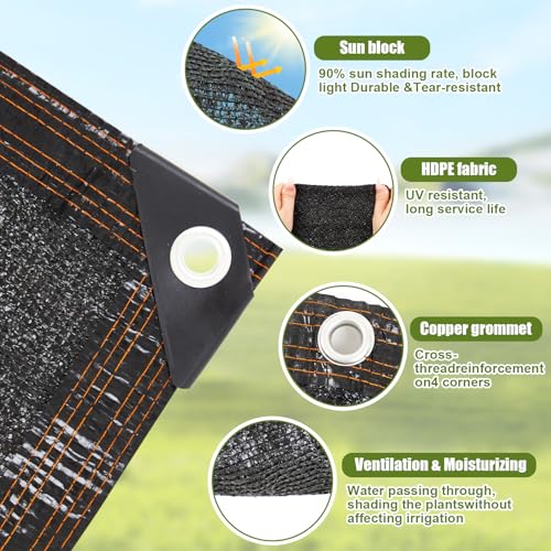 VitalCozy 90% Chicken Coop Shade Cloth, 14.5 x 6.6 ft Breathable Sunproof Chicken Coop Cover with Ball Bungees, Not Waterproof Summer Shade Mesh Net for Poultry, Plants, Greenhouse - color: 90% Shade, size: 11.4"L x 8.7"W x 4.1"H