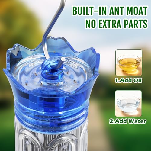 Birdream 10oz Hummingbird Feeders for Outdoors, Plastic Hummingbird Feeder with 5 Bee Guard Feeding Ports & Cleaning Brush, Gift Box Design, Leak Proof, Built-in Ant Moat, Blue - color: Blue, size: 1 Pack