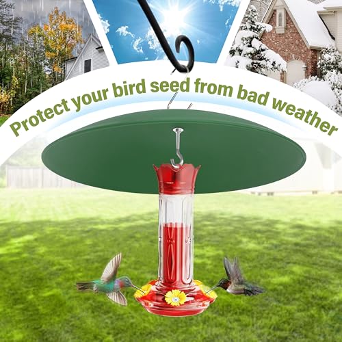 13" Bird Feeder Rain Cover,Bird Feeder Dome,Hummingbird Feeder Squirrel Guard, Proof Bird Feeders Baffle,Smart Birds Feeder's Umbrella(Green), 1 Pack - color: Green, size: 13Inch / 1 Pack
