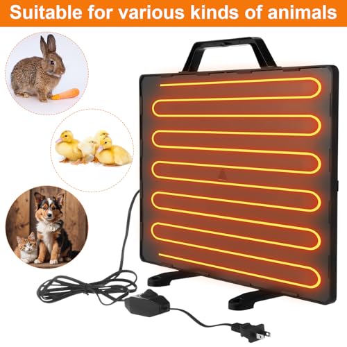 VIHOSE Chicken Coop Heater Chick Starter Kit Include 160w Adjustable Radiant Heat Panel 0.8 Gal Chicken Waterer and 2.9 Lbs Feeder and Chick Perch Flip Top Poultry Feeder