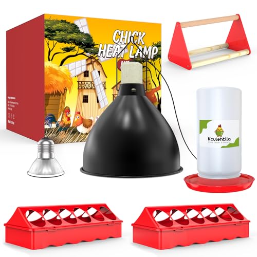 All-in-One Chick Brooder Kit with 75W Adjustable Heat Lamp, Spill-Proof Feeder & Waterer, and Rust-Proof Perch Stand for 5–15 Chicks - color: Red 2