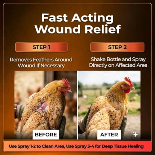 Dr. Orchard's Chicken Wound Spray for Chickens & Birds, Healing Aid and Skin Repair for Chicken Wounds, Pecking Injuries, Bumblefoot, Vent Prolapses, and More. 12 Ounces