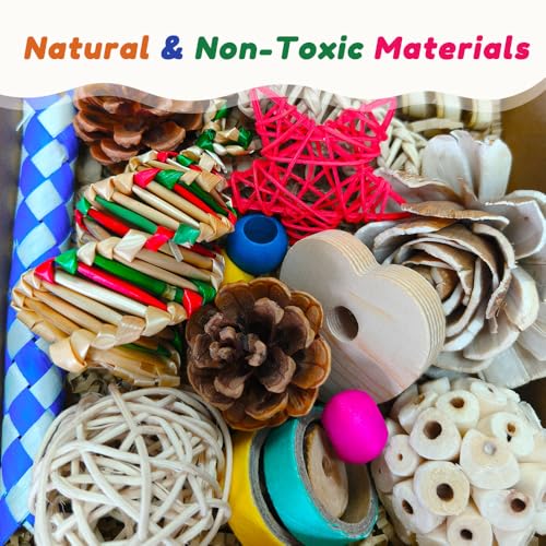 Bird Toys Parrot Toys Natural Bird Foraging Box Foot for Parakeets,Cockatiels,Conures,Love Birds,and Other Small to Medium Birds (Medium) - size: Medium