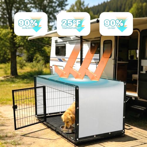 Amgo 90% UV Block Sun Shade Cloth for Dog Kennel Cover, 2' x 2' White Pet Playpen Sunshade with Grommets, Durable Mesh Tarp for Crate, Patio, Stable,Chicken Coop & Outdoor Privacy Screen. - color: White, size: 2' x 2' Custom Size