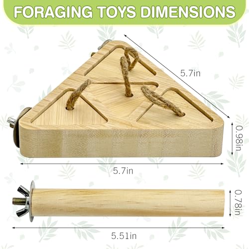 Fhiny Wooden Bird Foraging Toys, Interactive Parrot Puzzle Toys with Perches Stand for Cage Bird Chewing Toys Birdcage Accessories for Parakeets Cockatiels Parrots Love Birds Conures Finches