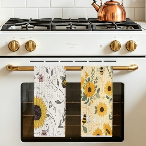 2 Pcs Funny Trump Kitchen Towel, Sunflower Hand Towels for Kitchen Decor | Absorbent Microfiber Dish Cloth Tea Towels Home, Anti Trump Gifts for Women 14x24 Inch - color: Multi 1518