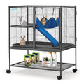 HABUTWAY 36.5''H Large Metal Rolling Ferrets Cage, 2-Tiers Small Animal Cages, Cage for Rats/Chinchillas, 0.5'' Bar Spacing for Ferret,Small Animal Cage w/Removable Ramp & Platform - size: 30.3"L x 20.5"W x 36.0"H