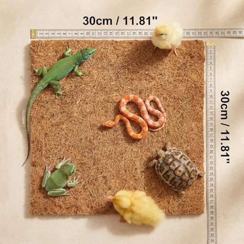 10Pcs Reptile Carpet Mat Chicken Coop Floor Liner Nesting Mat Natural Coconut Fiber Pet Mat Substrate Liner Terrarium Planter Liner for Lizard Turtle Snake Gecko Bearded Dragon Tortoise 12*12"