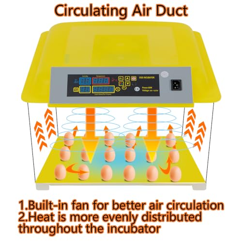 CROSSDESIGN Automatic Digital Egg Incubator 48 Eggs Poultry Hatcher Machine Breeder w/Temperature Control & Auto Turning for Hatching Chicken Duck Goose Quail Birds - size: 48 Eggs