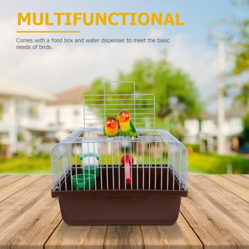 Toddmomy Portable Bird Cage Bird Carrier Travel Cage with Perch Food Box and Water Dispenser Spacious Small for Parakeet Finch Canary 9.29 X 6.57 X 6.29 in - color: Coffee