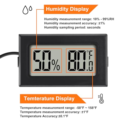 6Pcs Mini Digital Thermometer Hygrometer Gauge Indoor with Probe Sensor LCD Display Meter Temperature Humidity Fahrenheit Meter for Incubator Reptile Plant Tank Garden ℉ - size: 6 PCS