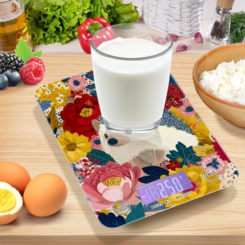 Food Scale Kitchen Scale Food Weight Scales Digital Weight Grams and Ounces Small Electronic Food Scale for Baking Cooking Garden Flowers Hedgehogs Colorful - color: Garden Flowers Hedgehogs Colorful