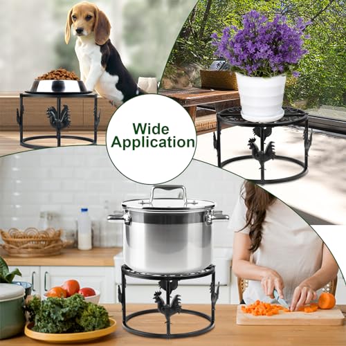 2pc Metal Stand for Chicken Poultry Feeder Waterer Black | Sturdy Rustproof Iron Construction, Plastic Basin Chicken Ornament, Suitable for Chicken Coop Cat Dog Bowl Indoor Outdoor Use - color: A