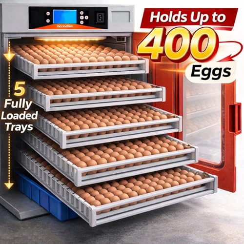 400 Egg Commercial Cabinet Incubator with Auto Egg Turning, Precise Temperature & Humidity Control, Large Poultry Incubator for Chicken, Duck, Goose & Quail Eggs, Ideal for Large Farms