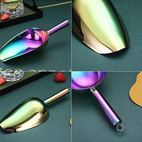 Rainbow Ice Cream Scoop - Premium Stainless Steel for Cookie, Dog Food, Flour, Candy - Dishwasher Safe (8oz/9 Inch) - color: 2. Rainbow