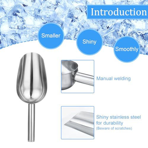 3 Packs 6 Ounce Stainless Steel Ice Scoop Small Metal Food Scoop | Metal Scoop for Home Kitchen Shop Bar Buffet Ice Cube Candy Popcorn Coffee Beans Food Jars Canister