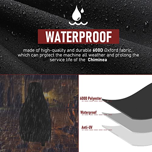 Chiminea Cover Outdoor Waterproof Chiminea Fire Pit Cover Heavy Duty Durable Chimineas Protection Cover with Drawstring (Black, 24D x 48H in) - color: Black, size: 24D x 48H in