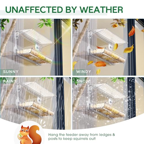 SUNALLY Window Bird Feeder Outdoors, Clear Bird Feeders for Wild Watching | Transparent Feeders with Strong Suction Cups, Outside Hummingbird, Bird Watching for Garden, Yard, Elderly Kids, Cats Viewing - style: Style 1