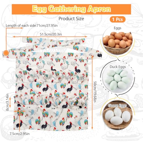 12 Deep Pockets Egg Apron, Chicken Egg Collecting Apron, Egg Holding Apron, Duck Goose Egg Gathering Apron for Housewife - color: Cartoon Style