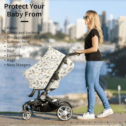 Chicken Hen Egg Baby Stuff Car Seat Cover for Baby,Mom Nursing Breastfeeding Covers,Multi-Use Car Seat Canopy Carrier Cover,Stroller Cover Newborn Shower Gift for Boys Girls - color: chicken