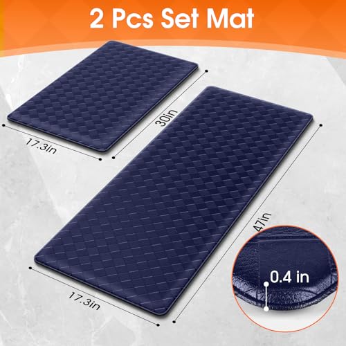 TranquilRelax 2-Piece Kitchen Mats, Cushioned Non-Slip Floor Mats, Blue | Kitchen mats for floor, water-resistant anti fatigue mats for kitchen floor,laundry & entryway, 17.3 x 30 and 17.3 x 47 in - color: Blue, size: 2-Piece | 30"+47" | Standard