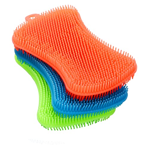 3PCS Silicone Dish Sponges, Multi-Purpose Kitchen Gadget Brush | Silicone Dish Sponges,Multi-Purpose and Efficient Sponge Kitchen Gadgets Sponges,,Especial Delicate Kitchen Sponge Brush