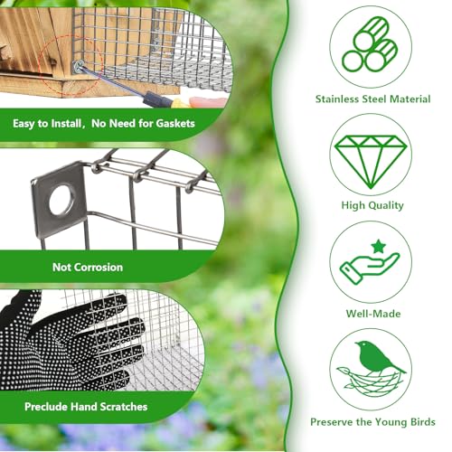 Tryly 2Pcs Bluebird House Protector Guards, Stainless Bird House Entrance,Designed for the Secure of Eastern Bluebird Homes and Their Chicks (Square) - style: Square